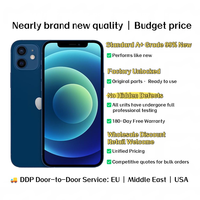Vente en gros de téléphones d'occasion débloqués pour iPhone 12 6,1 pouces 64 Go bleu, puce A14 Bionic, 5G, Face ID, prix d'usine, fournisseur, stock en vrac