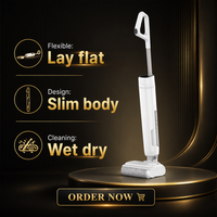Aspirateur eau et poussière sans fil avec moteur sans balais, filtre HEPA, écran LED, aspiration 12 kPa, rotation à 180 degrés, nettoyeur de sols sans fil