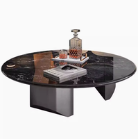 Table basse ronde moderne de luxe avec plateau en marbre, décor en métal, design moderne, meubles pour salon