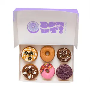 Custom Printed Logo Food Grade Bakery Dessert Pastry Doughnut Bagel Mini Donuts Packaging Boxes