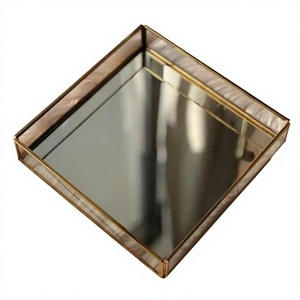 Budget Price Hot Selling Glass <b>Tray</b> Unique Design Gold Plated Metal Decorative <b>Mirror</b> Jewellery Display <b>Tray</b> at Low - Product Image 1