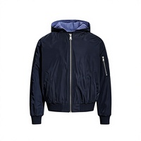 Blouson Bomber Homme Personnalisé à Capuche OEM ODM Vente en Gros Doublure à Carreaux Manches Longues Coupe-Vent Léger Mode Streetwear