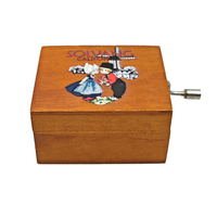 Boîte à musique carrée vintage en bois à manivelle, durée de sonorisation 30 secondes - Cadeau pour anniversaire, occasions romantiques, objet de collection, décoration intérieure