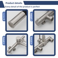 Robinet de cuisine mural en acier inoxydable 304, design moderne et minimaliste, finition brossée, avec pistolet pulvérisateur en céramique et flexible universel en silicone