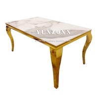 Ensemble de table à manger moderne en marbre Yunzhang 6 places avec acier inoxydable et verre pour hôtels et événements