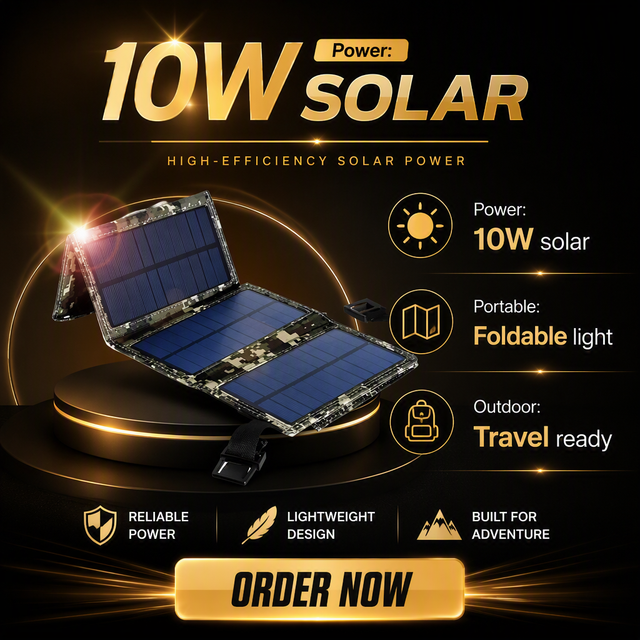 10W Foldable Solar Panel Portable Solar Charger High Efficiency Solar Cell for Camping Hiking Outdoor Travel Power Supply
