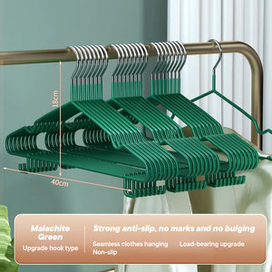 Оптовые цветные нескользящие вешалки для одежды из пластика, изготовленные методом литья под давлением, с крючками для экономии места в гостиной - Product Image 3