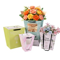 Sac à fleurs trapézoïdal personnalisé avec logo, emballage imperméable pour bouquet, sac en papier pour fleuriste