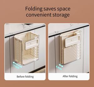 Poubelle murale de cuisine Rangement des taquets de cuisine Pliant Ménage Autocollants sans trace Armoire Salle de bain Panier à ordures - Product Image 4