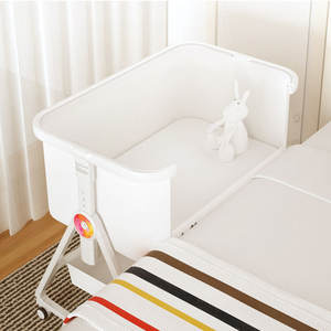 Playkids berceau de chevet pour bébé avec panier de rangement et roues lit pliant facile couchette latérale berceau portable à hauteur réglable - Product Image 2