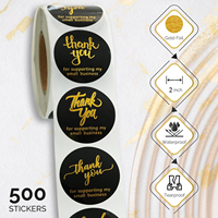 Autocollants de remerciement personnalisés imperméables en promotion – Rouleau de papier décoratif rond avec logo mignon