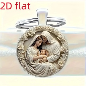 Llavero con Colgante de Nuestra Señora de Jesús, Tema Católico, Pequeño Regalo Creativo de Metal con Diseño de Ángel - Product Image 5