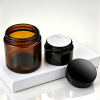 Pot en verre ambré à large ouverture pour crème cosmétique, disponible en 5g, 10g, 15g, 20g, 30g, 50g, 60g, avec couvercle noir ou blanc – Vente chaude