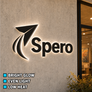 Emblema in Metallo Nero Opaco <span class=keywords><strong>con</strong></span> <span class=keywords><strong>Nome</strong></span> in Carattere Senza Sfere a Cerchio Bianco Freddo su Facciata in Cemento per Insegna Logo Retroilluminata per Ufficio - Product Image 1