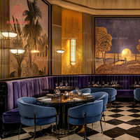 Meubles de restaurant modernes et durables, canapé rond en marbre, banquette, chaise avec table pour café