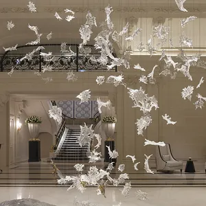 Modern Hotel Lobby Indoor Decorative Stainless Steel K9 Crystal Led Ceiling Chandelier Light
