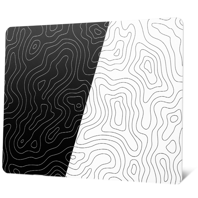 XVX Glass Gaming Mouse Pad Professional Large 410mm*310mm Black White Topographic Hard Surface Improved Precision & Speed