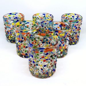 Verres mexicains colorés soufflés à la main de 14 oz Confetti Rocks - Product Image 2