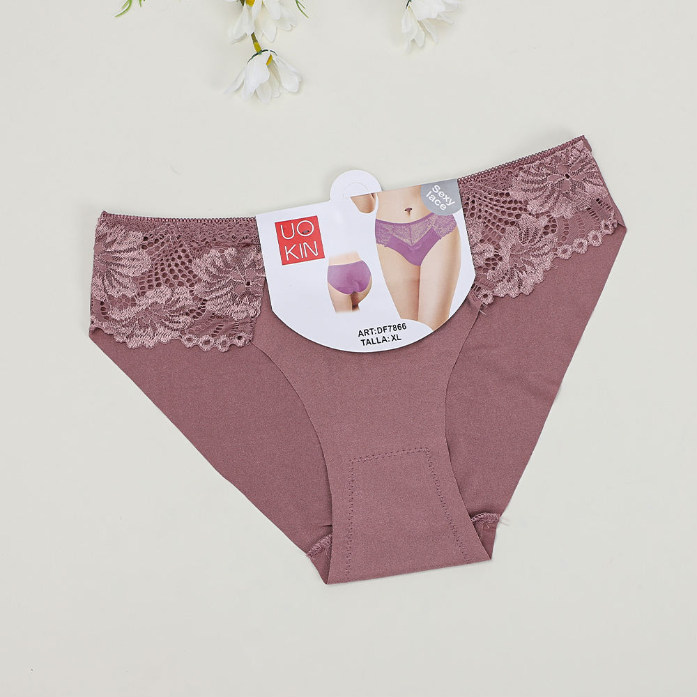 UOKIN Nylon Lace Panties Mid Waist Sexy Mature Women's Underwear for Women Wholesale Dozen Mix Size Pack