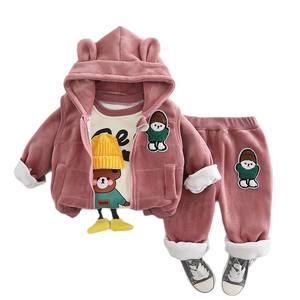 2025 nouvelle mode garçons filles décontracté 3 pièces ensemble chaud polaire doublé gilet sweat fermeture éclair automne hiver dessin animé en gros - Product Image 5