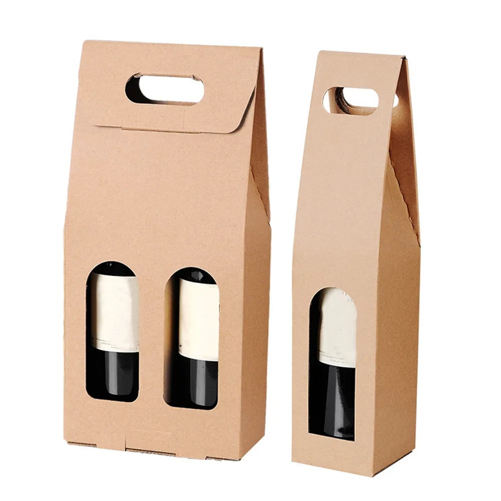 Paper Wine Champagne Bottle Packaging Bags Wine Drinks Packing Storage Bag Double-Vessle Kraft Paper Red Wine Hand Paper Bag