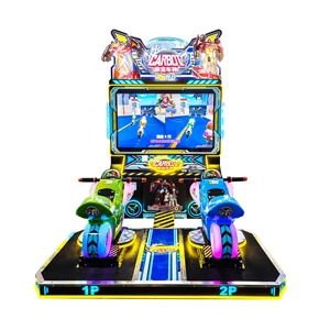 เครื่องเกมแข่งรถมอเตอร์ไซค์สำหรับเด็กสองคน แบบหยอดเหรียญ พร้อมไฟ LED เกมแข่งรถแบบอินเทอร์แอคทีฟ ควบคุมด้วยการเคลื่อนไหว - Product Image 2