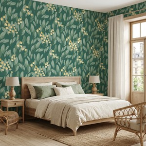 Klassische Landhaus-Tapete mit Botanischem Muster, Wasserfest, Marineblau mit Olivenblättern und Beeren, Blumentapete für Villa, Bibliothek, Hoteldekoration - Product Image 3