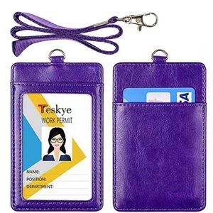 Popular PU Leather ID <b>Card</b> <b>Holder</b> with Telescopic Buckle Lanyard Collar Student Campus Accessory - Product Image 3