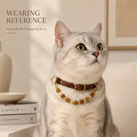 Collier pour animaux de compagnie en PU réglable avec chaîne perlée décorative pour chats et chiens