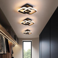 Plafonnier LED carré noir de luxe moderne, lampe géométrique nordique à montage encastré pour couloir, entrée, allée, décoration intérieure