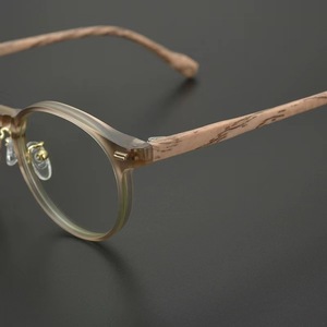 Lunettes de vue légères de style 2026, vintage, anti-lumière bleue, montures rondes de créateur, lunettes <span class=keywords><strong>en</strong></span> <span class=keywords><strong>bois</strong></span> grainé - Product Image 6