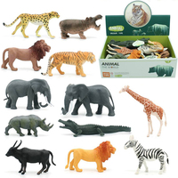 Boîte de présentation Pack de 12 pièces 5/6/8 pouces PVC Tigre Hippopotame Lion Éléphant Panda Zèbre Modèle creux Jouet en plastique Animal de la jungle