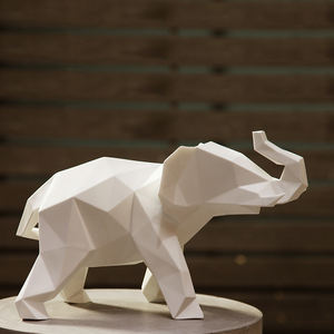 تمثال فيل سيراميكي عصري وأنيق وصديق للبيئة بألوان مخصصة وشكل ماسي لديكور المنزل - Product Image 1