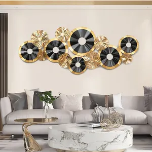Bingkai Bunga Dinding Kerajinan Besi Emas, Dekorasi Logam Barang Rumah