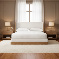 Meubles de chambre à coucher de luxe, lit king size avec panneaux, lits en bois de chêne massif