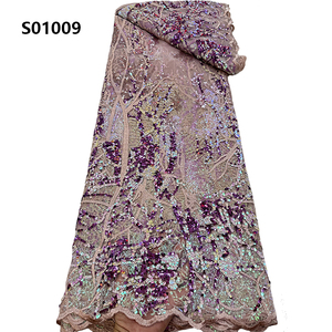 Chocoo New Đến Phi Thêu Ren Vải Nhà Sản Xuất Nhà Cung Cấp Sequins Pháp Vải Tuyn Ren Vải - Product Image 4