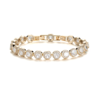 Bracelet Vogue pour achat en gros, orné d'éléments ethniques français, texturé, avec zircon blanc rond, chaîne fine d'hiver