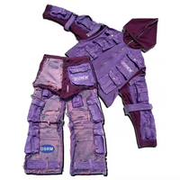 DiZNEW Men's Clothing Sets Custom Heavyweight Patchwork Wash Hooded Jacket and Jeans Two-piece Suit