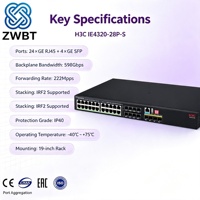 Nuevo Switch PoE Industrial Administrado IE4320-28P-S con SNMP y QoS, Alta Estabilidad, 28 Puertos, Switch Industrial para Internet IE