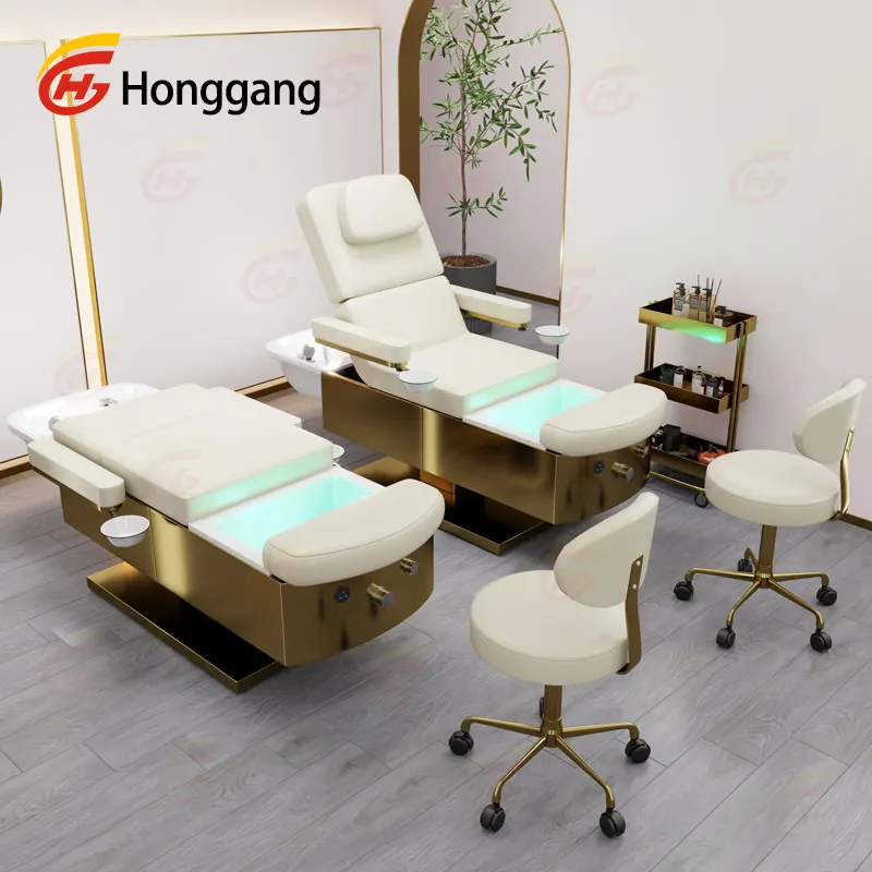 Thai Luxury King Size Head Foot Facial Eyelash Spa Beauty Salon Bed Hair Washing Electric Massage Table Bed