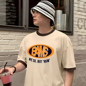 เสื้อยืดคอกลมผ้าคอตตอนไซส์ใหญ่พิเศษพิมพ์ลายพิมพ์ตัวอักษรเสื้อยืดใส่สบายทำด้วยมือสินค้าจำนวนมากตามสั่ง - Product Image 1