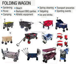 GT2140 Chariot de camping pliable à plate-forme à quatre roues avec auvent pour jardin extérieur et plage - Product Image 4