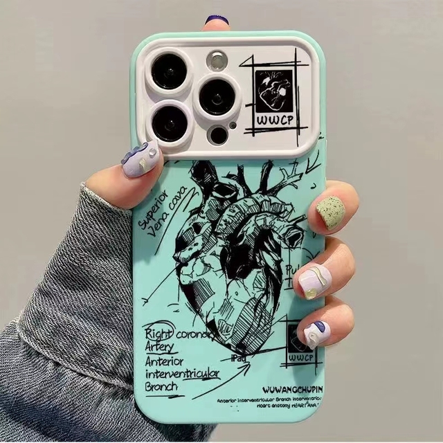 Popular Design Graffiti Heart English Fashion Shockproof Protective case Phone case for iPhone 17 16 15 Pro Max 14 13 12 11 XS