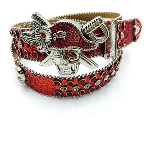 <span class=keywords><strong>Ceinture</strong></span> Western de Luxe avec Boucle Tête de <span class=keywords><strong>Pirate</strong></span> pour Hommes et Femmes, Style Cowboy et Cowgirl, Ornée de Cristaux et de Strass Diamantés en Forme de Crâne - Product Image 3