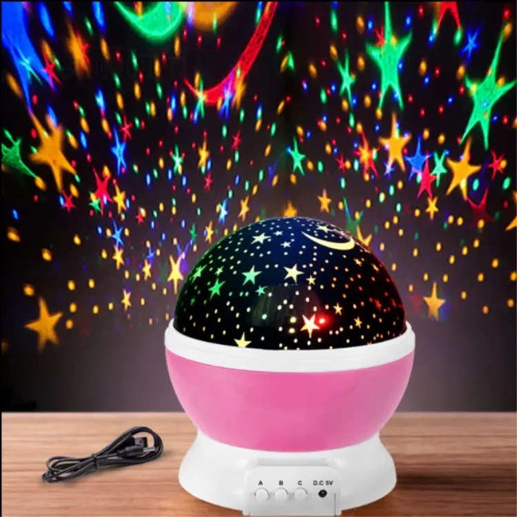 Newish Warehouse USB Star Lamp Dreamy Romantic Rotating Bedroom 3D Projection Light Creative Night Light