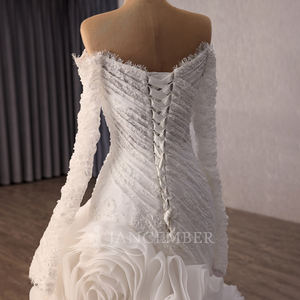 Vestido de Novia de Lujo Rsm251144 con Bordado, Volantes y Espalda con Cordones, Estilo Sirena, Vestido de Boda <span class=keywords><strong>Civil</strong></span> Jancemebr - Product Image 6