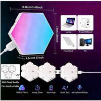 Lampe murale industrielle hexagonale à LED Quantum avec télécommande et lumière blanc chaud à intensité variable pour salles de jeux