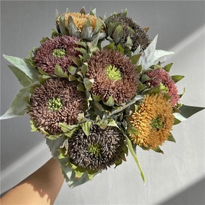 A-397 stelo di girasole artificiale gigante fiori floccati retrò girasole arancione bruciato - Product Image 2