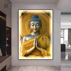 The Latest Design Golden <strong>Buddha</strong> Portrait Buddhist Wall Art Home Decor Sofa Background Wall Light Led <strong>Painting</strong> - Product Image 1