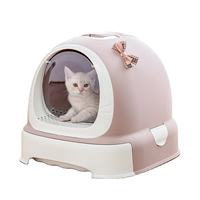 Produits d'entretien pour chats : Bac à litière semi-automatique en plastique pour grands espaces, bac à sable pour chats